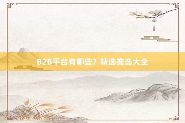 B2B平台有哪些?精选推选大全